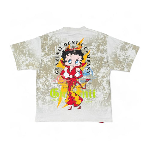 Gunzinii Mens Betty Boop Crew Neck T-Shirt GZ429 Natural