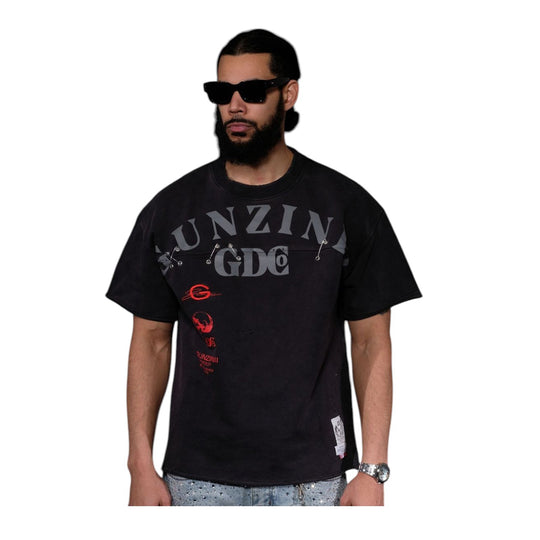 Gunzinii Mens GDC Pin Crew Neck T-Shirt GZ558-BLK Black