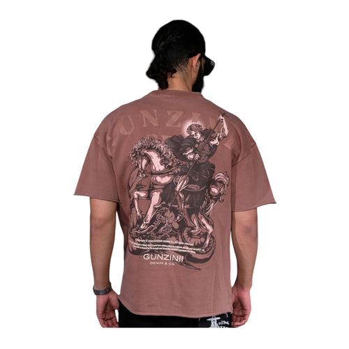 Gunzinii Mens GDC Pin Crew Neck T-Shirt GZ558-BRW Brown