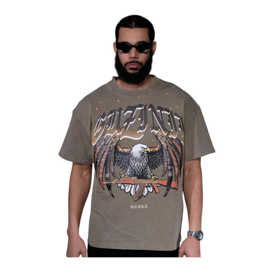 Gunzinii Mens Eagle Crew Neck T-Shirt GZ562-OLV Olive