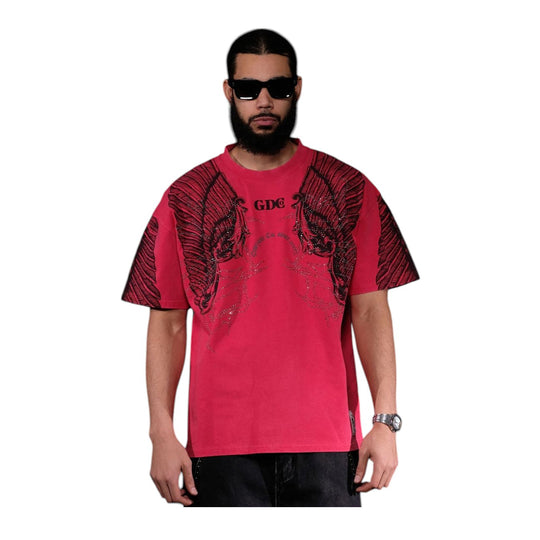 Gunzinii Mens GDC Butterfly Crew Neck T-Shirt GZ571-RED Red