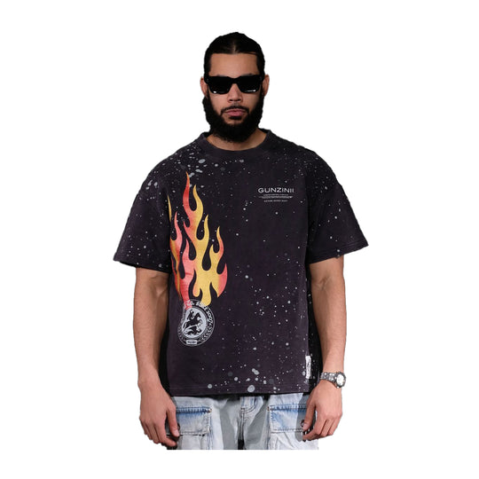 Gunzinii Mens Hard Rock Crew Neck T-Shirt GZ573-BLK Black