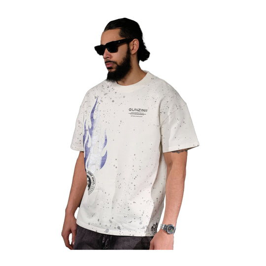 Gunzinii Mens Hard Rock Crew Neck T-Shirt GZ573-OFW Off White