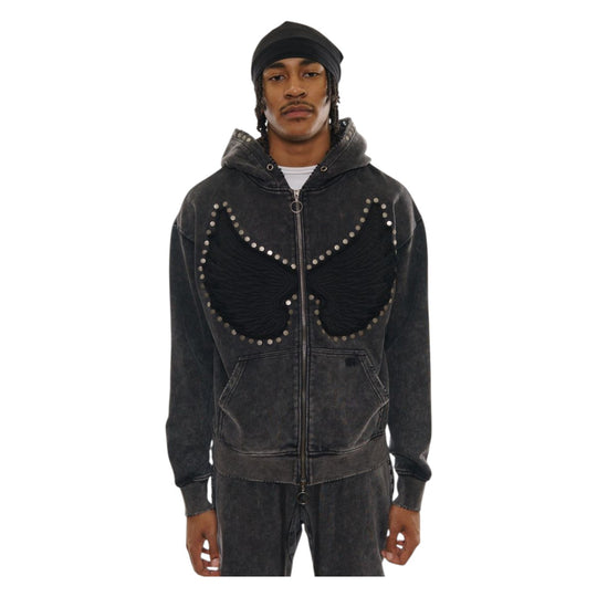 Gunzinii Mens French Terry Zip Up Hoodie GZ6005-BLK Black