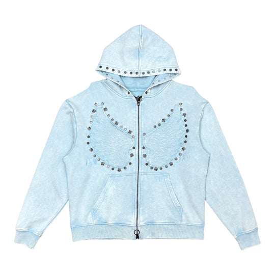 Gunzinii Mens French Terry Zip Up Hoodie GZ6005-LBL Light Blue