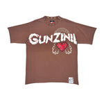 Gunzinii Mens Heart Crew Neck T-Shirt GZ637-BRW Brown