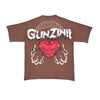 Gunzinii Mens Heart Crew Neck T-Shirt GZ637-BRW Brown