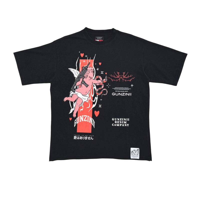 Gunzinii Mens There Is No Love Crew Neck T-Shirt GZ643-BLK Black