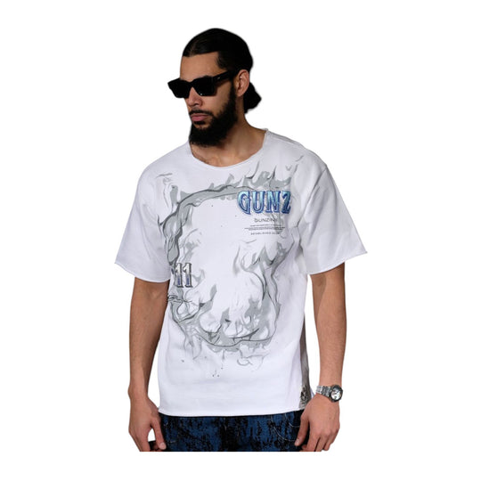 Gunzinii Mens 11:11 Crew Neck T-Shirt GZ690-WHT White