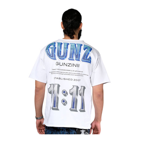 Gunzinii Mens 11:11 Crew Neck T-Shirt GZ690-WHT White