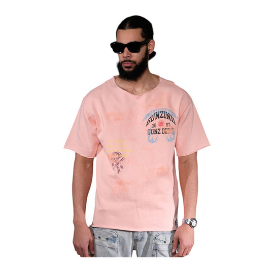Gunzinii Mens Be Careful Who You Trust Crew Neck T-Shirt GZ691-PNK Pink