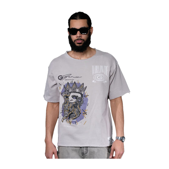 Gunzinii Mens Worldwide Crew Neck T-Shirt GZ692-LTG Light Grey