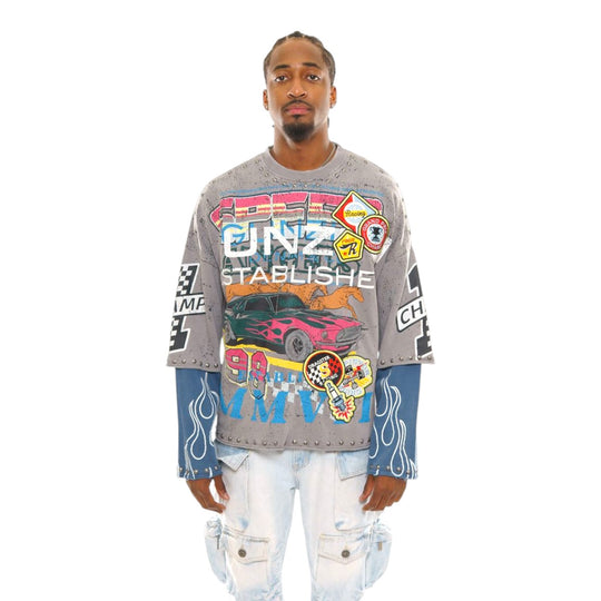 Gunzinii Mens Classic Crew Neck T-Shirt GZ827-GRY Grey
