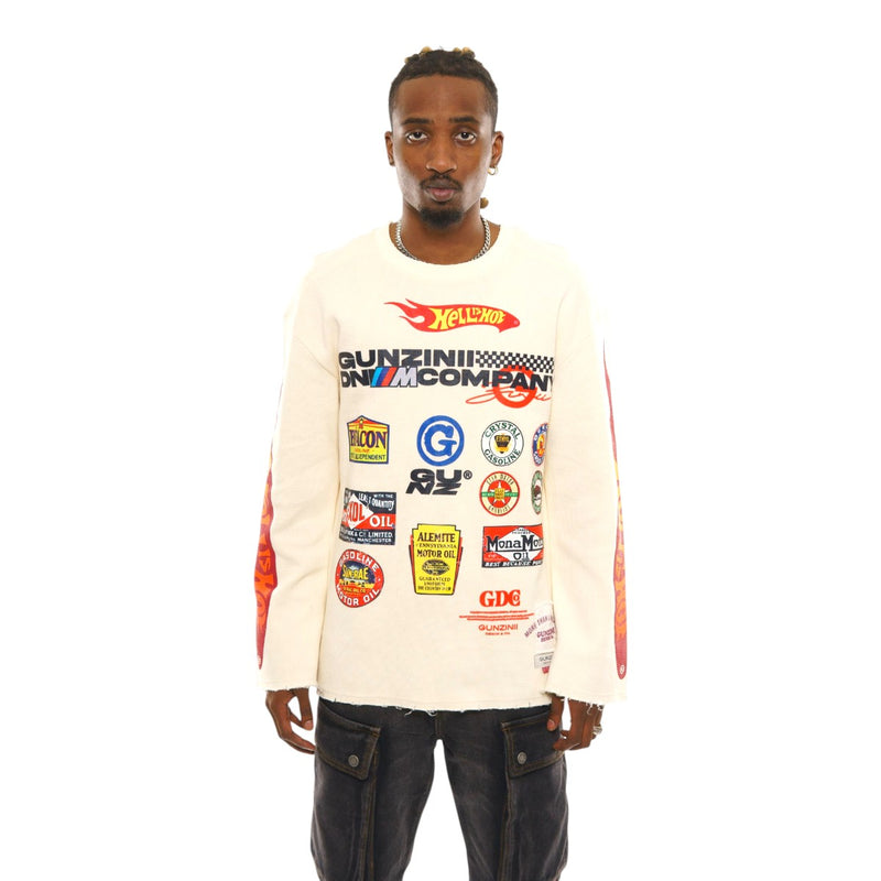 Gunzinii Mens French Terry Crew Neck T-Shirt GZ838-OWH Off White