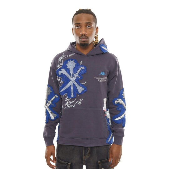 Gunzinii Mens French Terry Pullover Hoodie GZ847-BLK Black