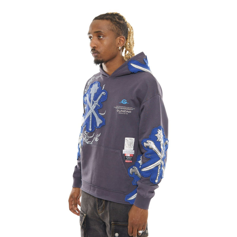 Gunzinii Mens French Terry Pullover Hoodie GZ847-BLK Black