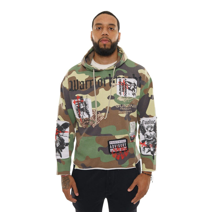 Gunzinii Mens French Terry Pullover Hoodie GZ822-OWH Off White