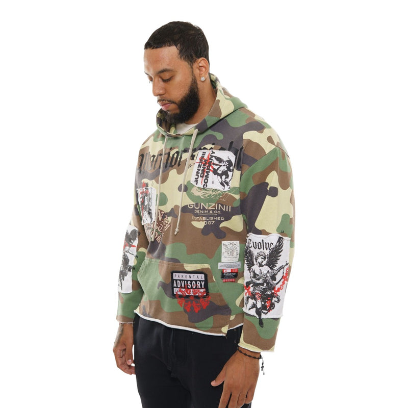 Gunzinii Mens French Terry Pullover Hoodie GZ848-CAM Camo