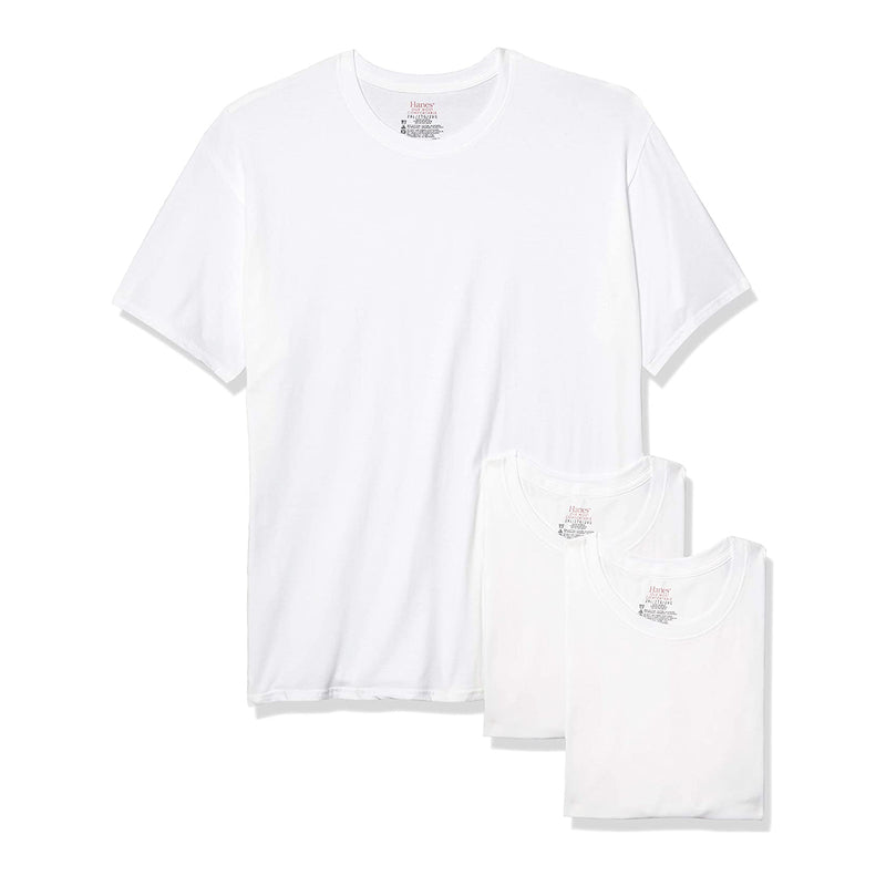Hanes Mens 3 Pack 100% Cotton Tagless Crew Neck T-Shirt 2135DG-0321LA White