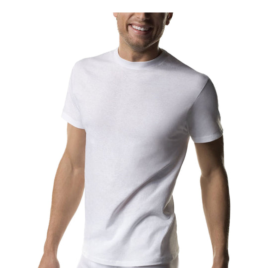 Hanes Mens 3 Pack 100% Cotton Tagless Crew Neck T-Shirt 2135DG-0321LA White