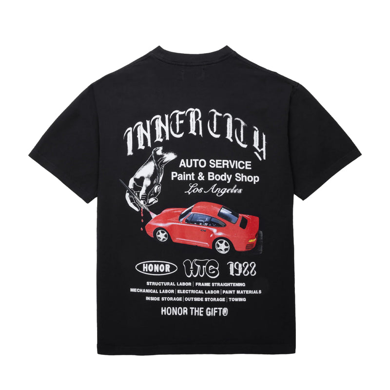 Honor The Gift Mens Inner City Auto Service Crew Neck T-Shirt HTG230498 Black