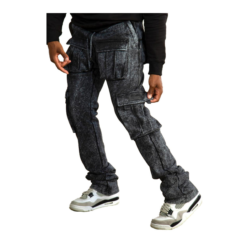 Hudson Outerwear Mens Knit Cargo Flair Joggers 441A Black Acid