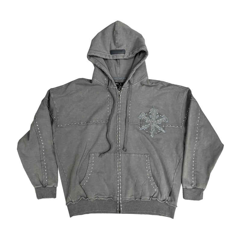 Hudson Outerwear Mens Studded Fleece Oversized Hoodie 538 Grey