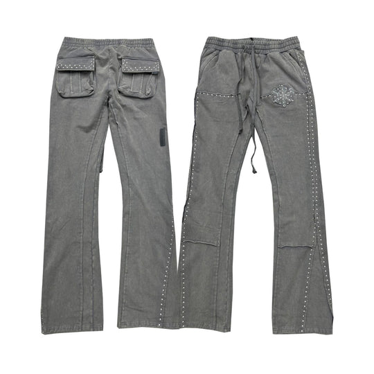Hudson Outerwear Mens Studded Fleece Flare Joggers 539 Grey