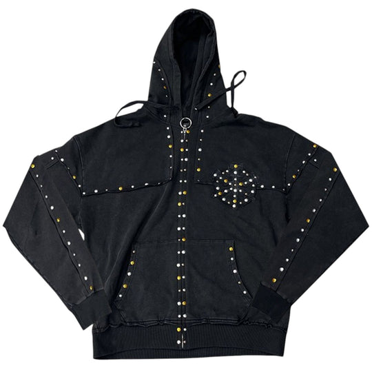 Hudson Outerwear Mens Studded Fleece Oversized Hoodie 585 Black