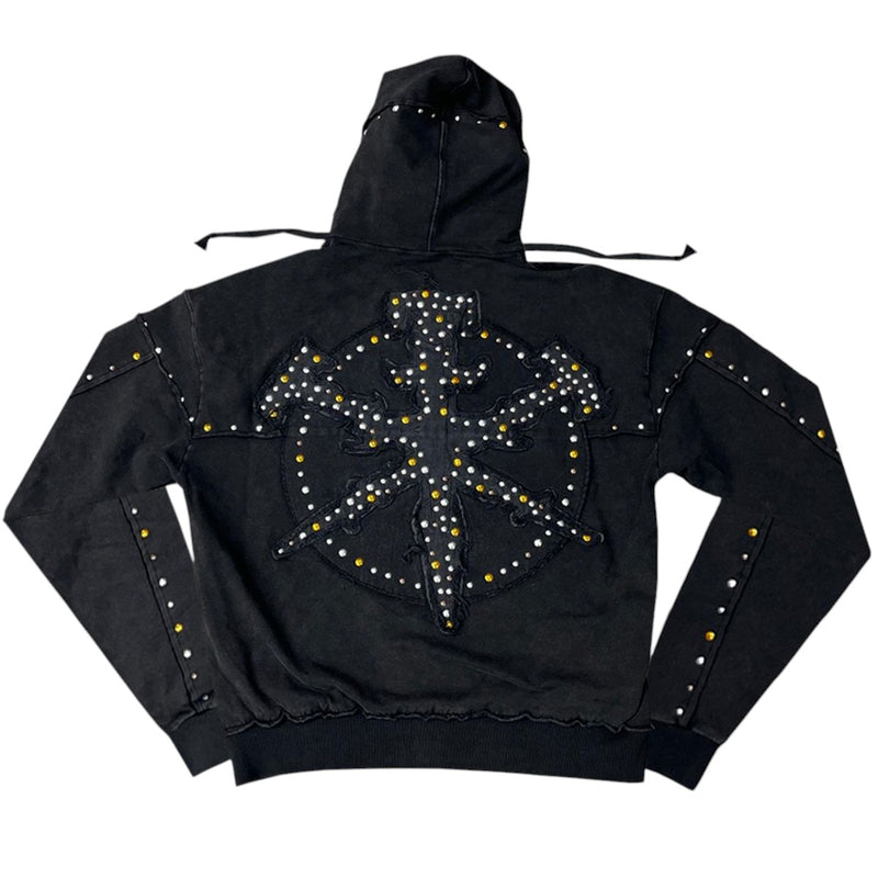 Hudson Outerwear Mens Studded Fleece Oversized Hoodie 585 Black