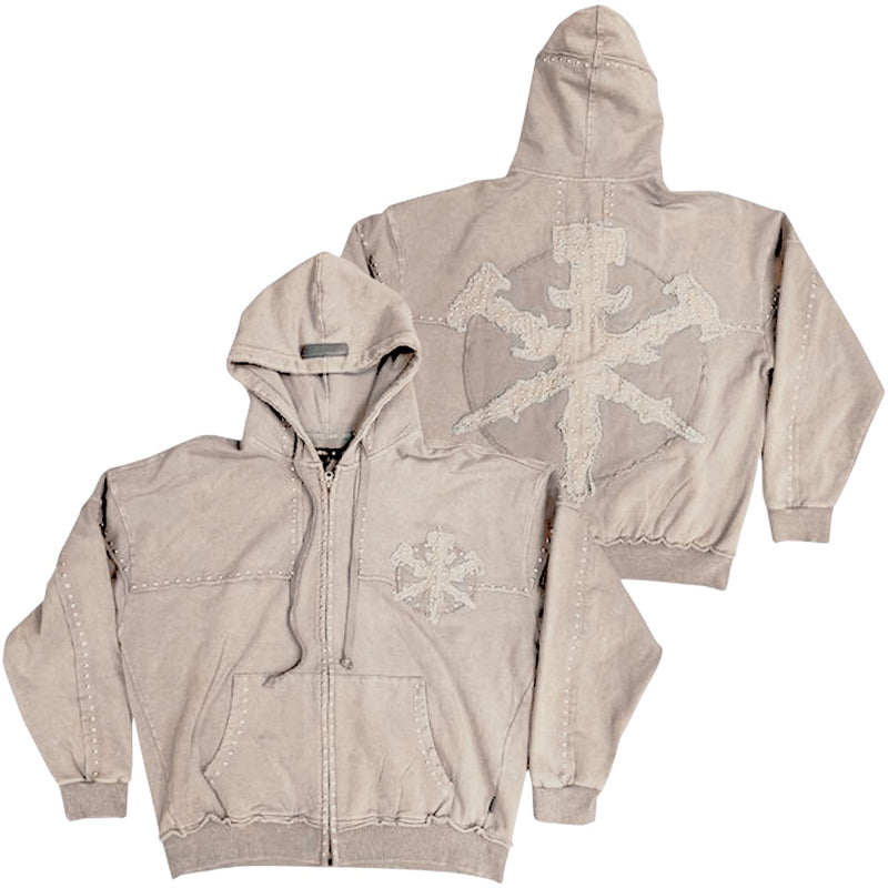Hudson Outerwear Mens Studded Fleece Oversized Hoodie 585 Grey