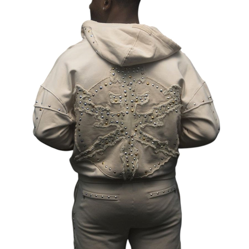 Hudson Outerwear Mens Studded Fleece Oversized Hoodie 585 Grey