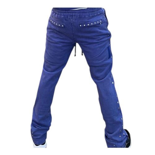 Hudson Outerwear Mens Studded Fleece Flare Joggers 586 Navy