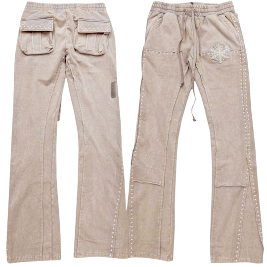 Hudson Outerwear Mens Studded Fleece Flare Joggers 586 Sail