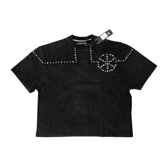Hudson Outerwear Mens Swords Studs Crew Neck T-Shirt 594-BLK Black