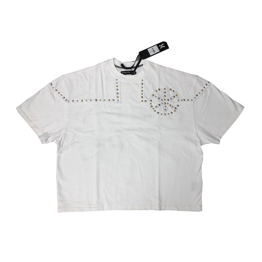 Hudson Outerwear Mens Swords Studs Crew Neck T-Shirt 594-WHT White