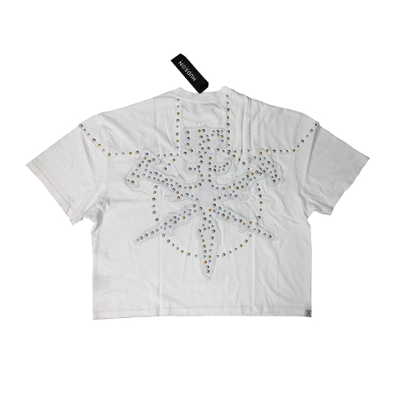 Hudson Outerwear Mens Swords Studs Crew Neck T-Shirt 594-WHT White