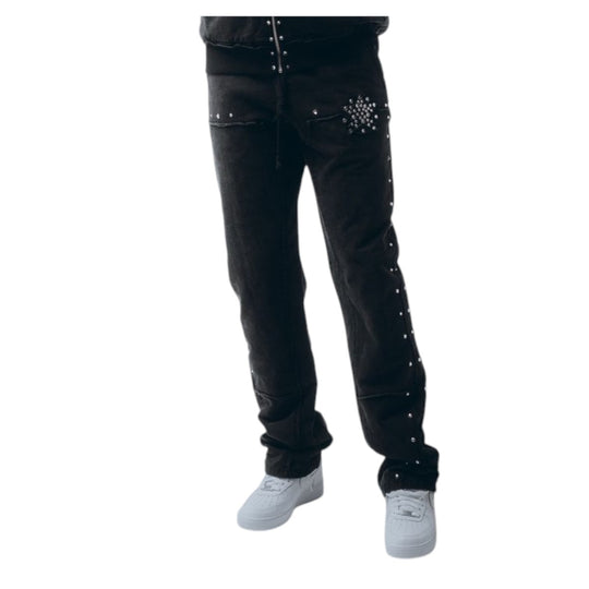 Hudson Outerwear Mens Star Stone Fleece Flare Joggers 606 Black