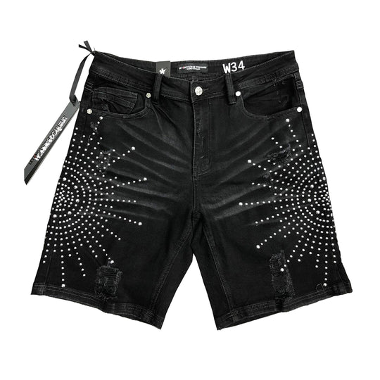 Hudson Outerwear Mens Studded Burst Shorts HUDS-642-BLK Black
