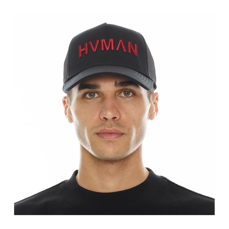 HVMAN Mens Mesh Trucker Hat 323BC-HC21B Black