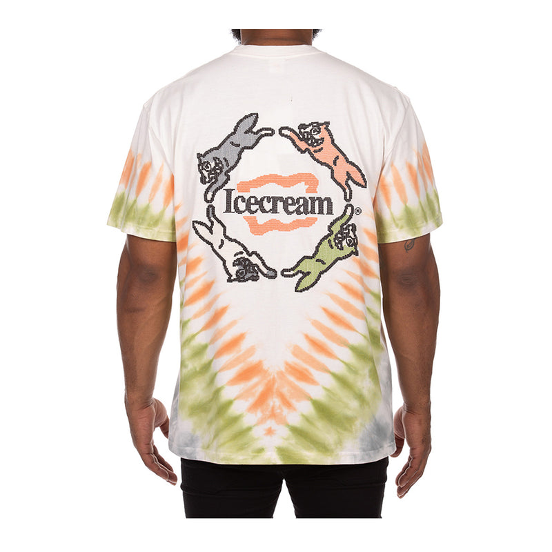 Icecream Mens Tie Dye Crew Neck T-Shirt 441-2302-210 Antique White