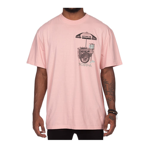 Icecream Mens Cart Oversized Crew Neck T-Shirt 441-3303-303 Silver Pink