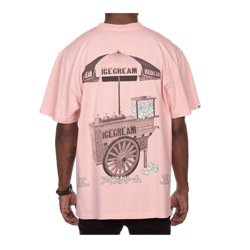 Icecream Mens Cart Oversized Crew Neck T-Shirt 441-3303-303 Silver Pink