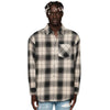 Purple Brand Mens Wordmark Plaid Western Button Front Shirt P348-PFBR224 Brown