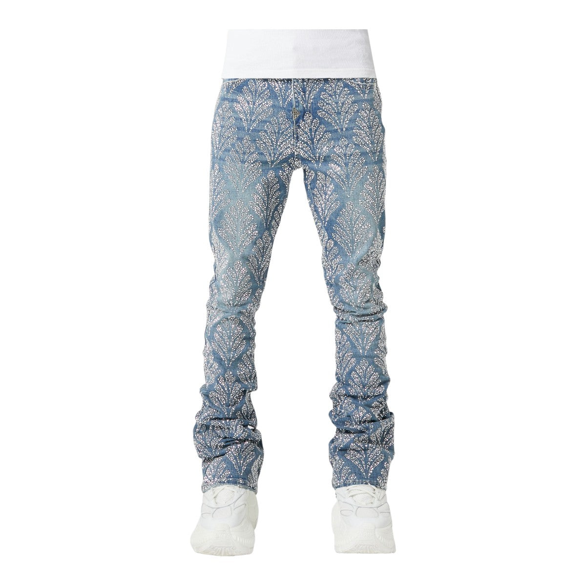 Guapi Mens Embellished Denim Jeans 622 Steel Blue | Premium Guapi Mens Embellished Denim Jeans 622 Steel Blue | Premium