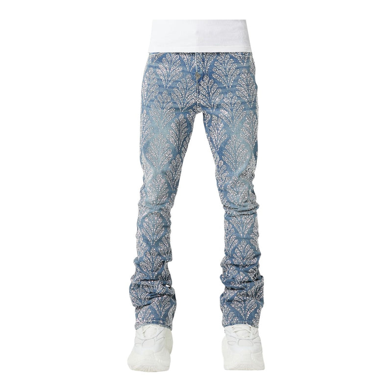 Guapi Mens Embellished Denim Jeans 622 Steel Blue