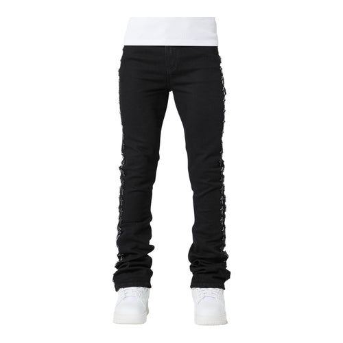 Guapi Mens Spikes Denim Jeans 494 Obsidian Black– Premium Lounge NY