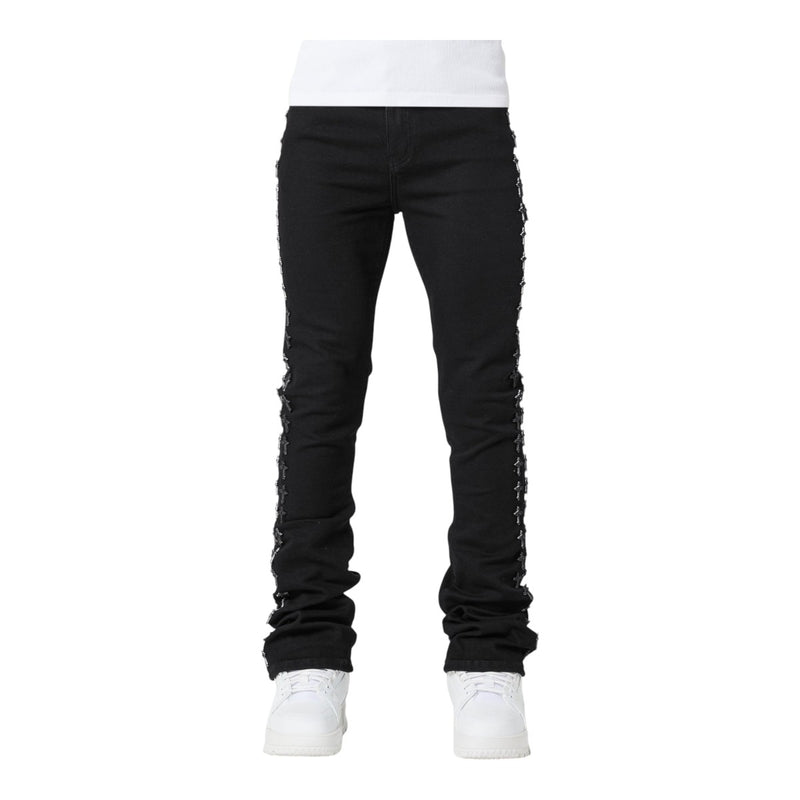 Guapi Mens Crosses Embellished Denim Jeans 465 Black