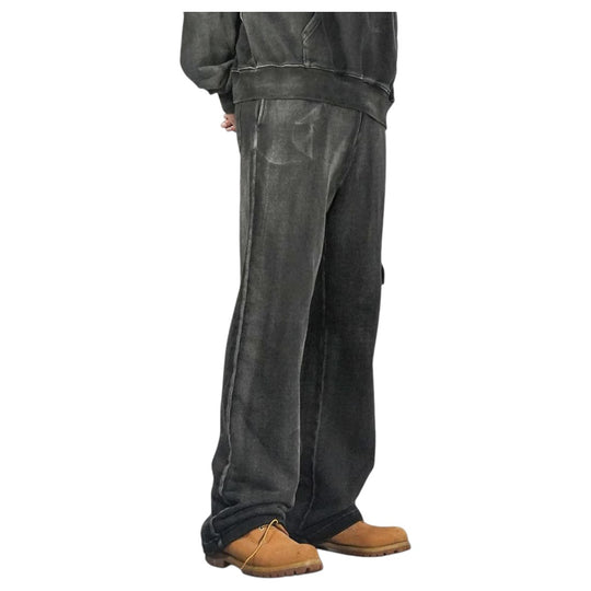 Premium Milano Mens Everest Washed Sweatpants BCH21-100-BK Black