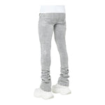 Guapi Mens Distressed Cross Denim Jeans 569 Smoke Grey